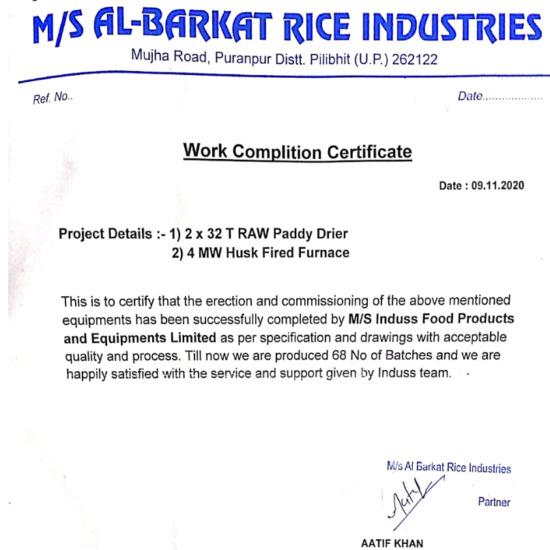 Certificate-of-Al-Barkat-Ricemill-Al-Barkat-RM-UP-2x32T-RDR-with-4MW-HFF